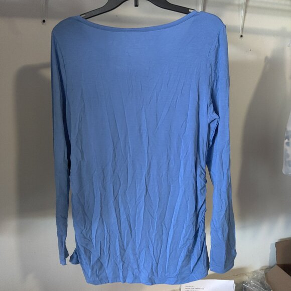 NWT Cuddl Duds Women's Side Ruched Long Sleeve T-Shirt Blue Size M $30 FF372 - Picture 2 of 3